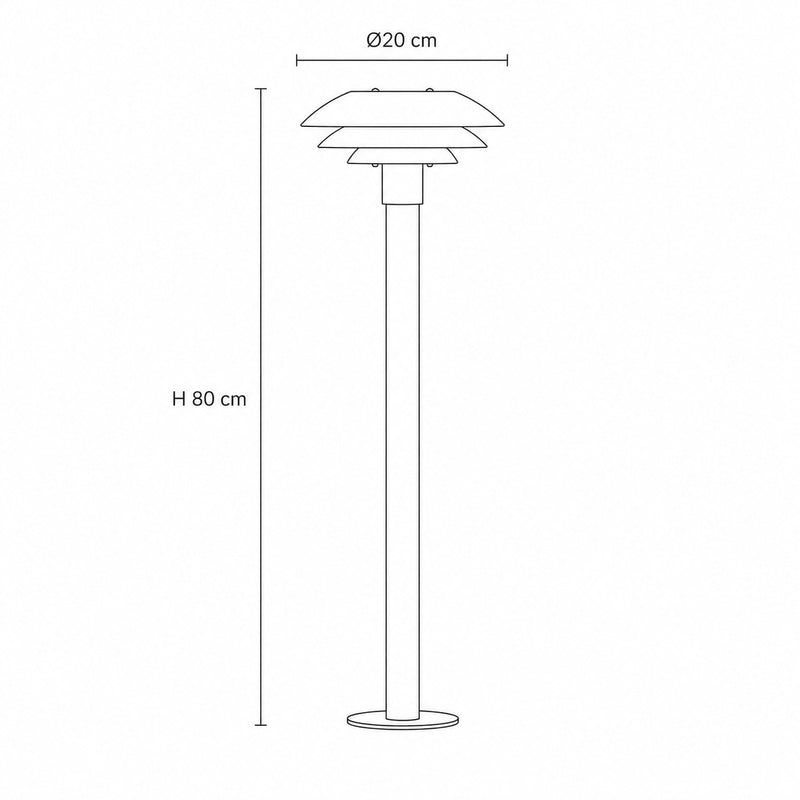 DL20 Outdoor Path Light — Matt Black, 80cm dimensions