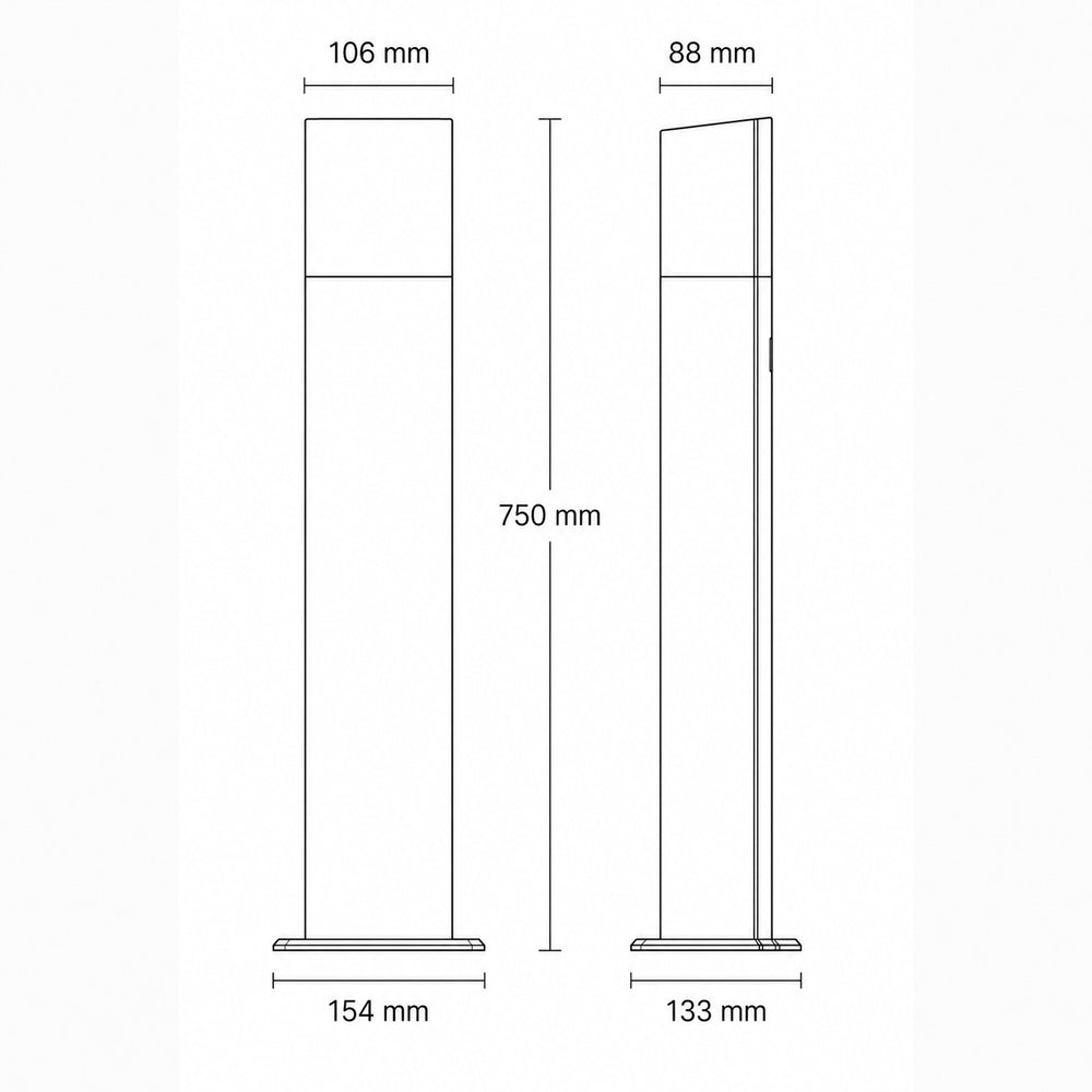 Dimensions for Dark Outdoor Path Light — Anthracite, 75cm, Motion Sensor