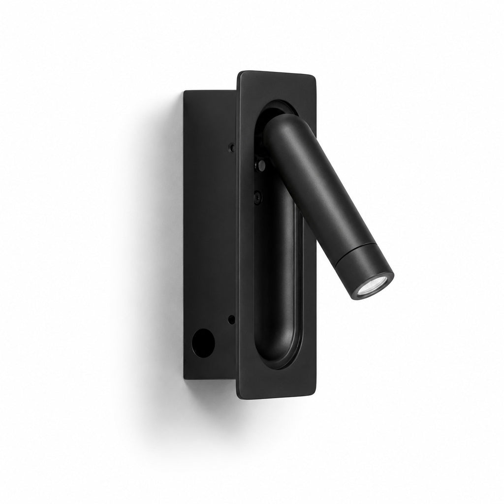 Defoe Recessed LED Wall Light — Black, Adjustable Reading Spot