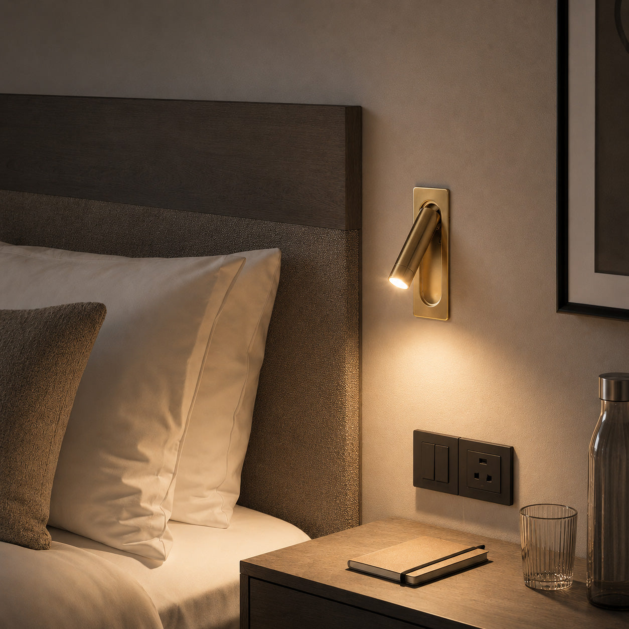Defoe Recessed LED Wall Light — Gold, Adjustable Reading Spot