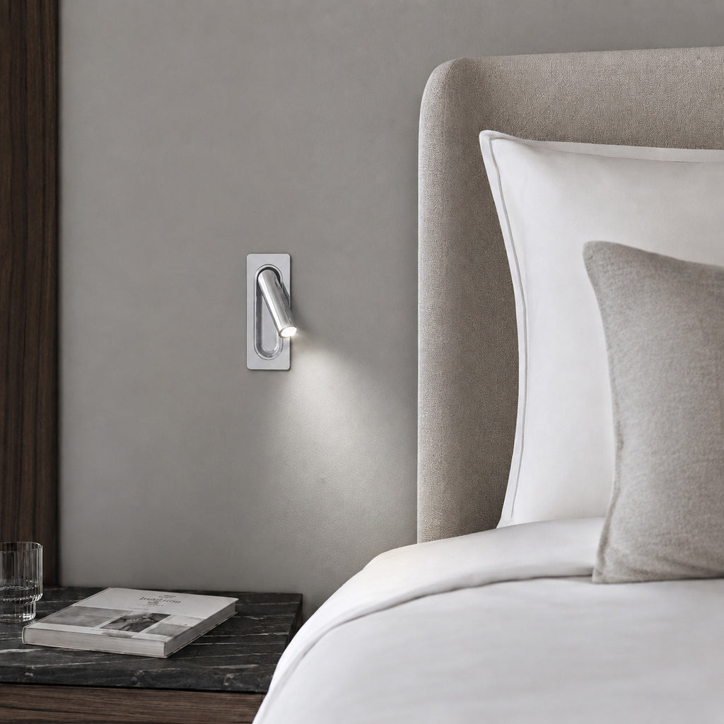 Defoe Recessed LED Wall Light — Nickel, Adjustable Reading Spot