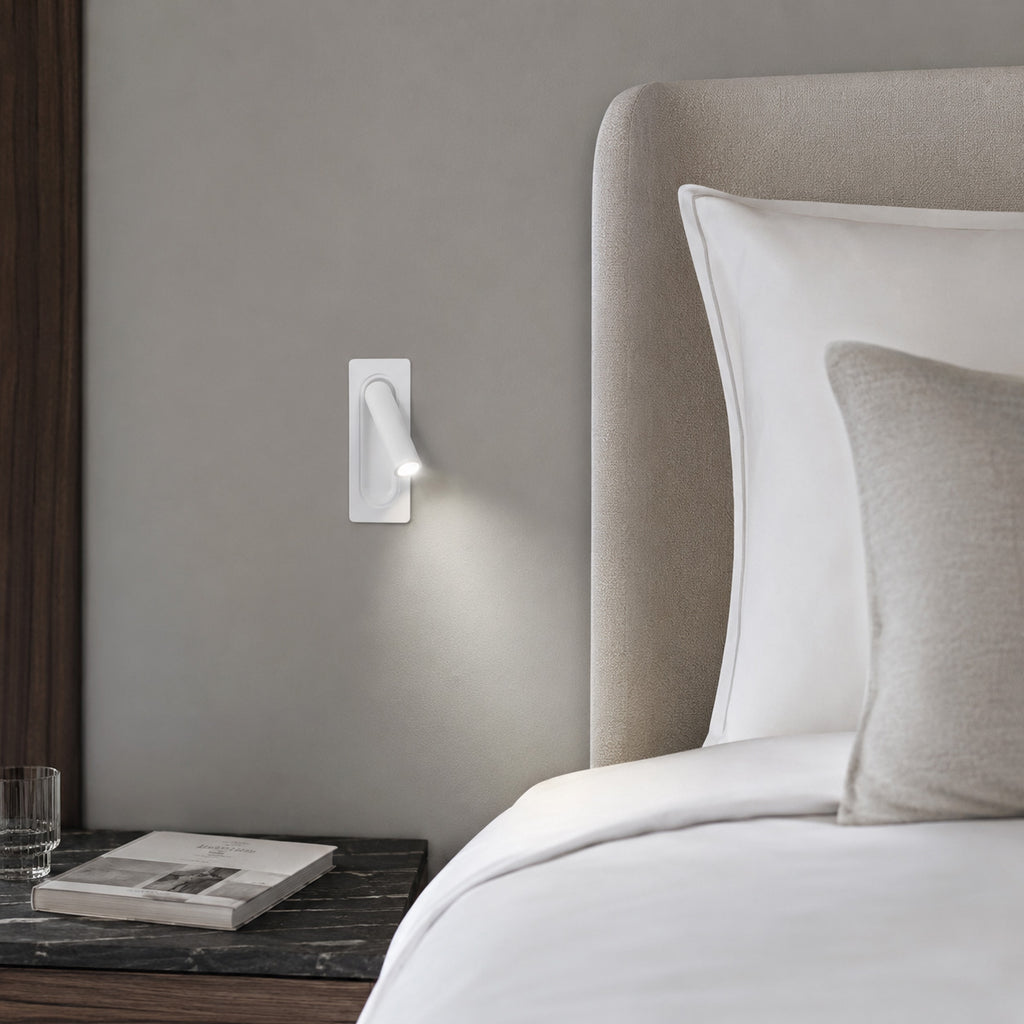 Defoe Recessed LED Wall Light — White, Adjustable Reading Spot