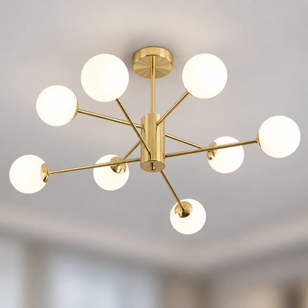 Dorado Eight-Light Ceiling Light — Gold & Frosted Glass