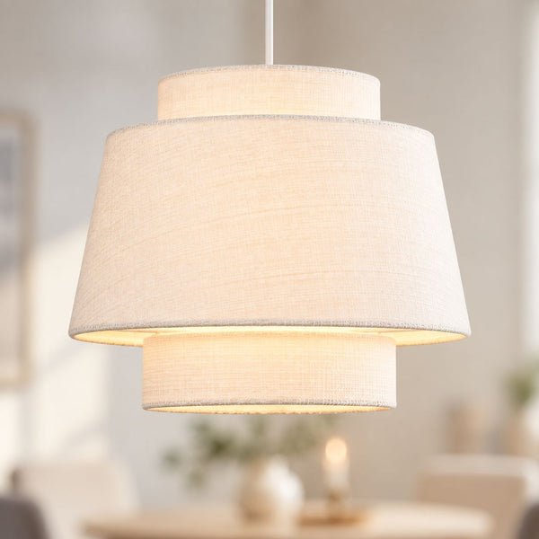 Elin Fabric Drum Pendant Light — White, 40 cm