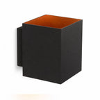 Fay square black and gold up down wall light, front view on white