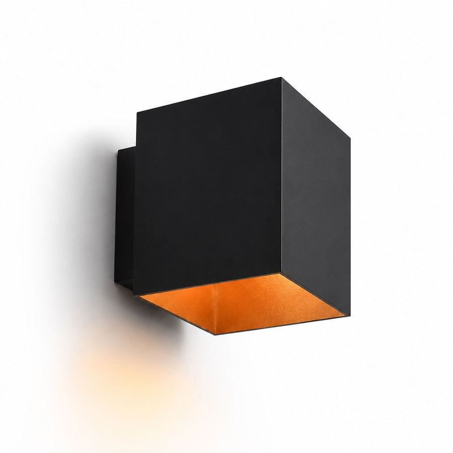 Fay Modern Square Up Down Wall Light — Black with Gold