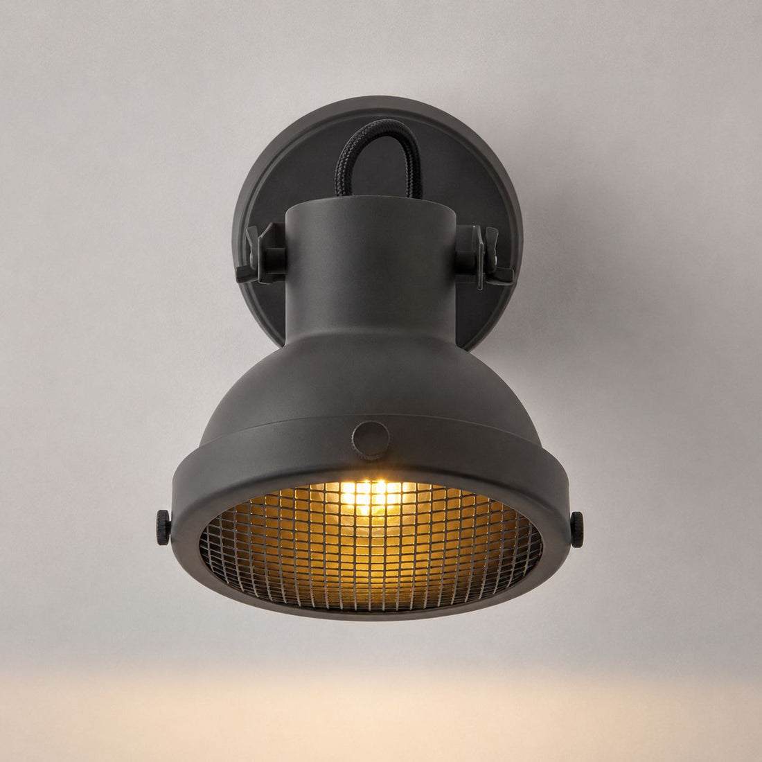 How Forge Caged Wall Spot Light — Matt Black, Switched lights a room
