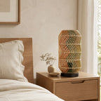 Fosco Woven Rattan Table Lamp — Multi-Colour & Black Metal, 38cm