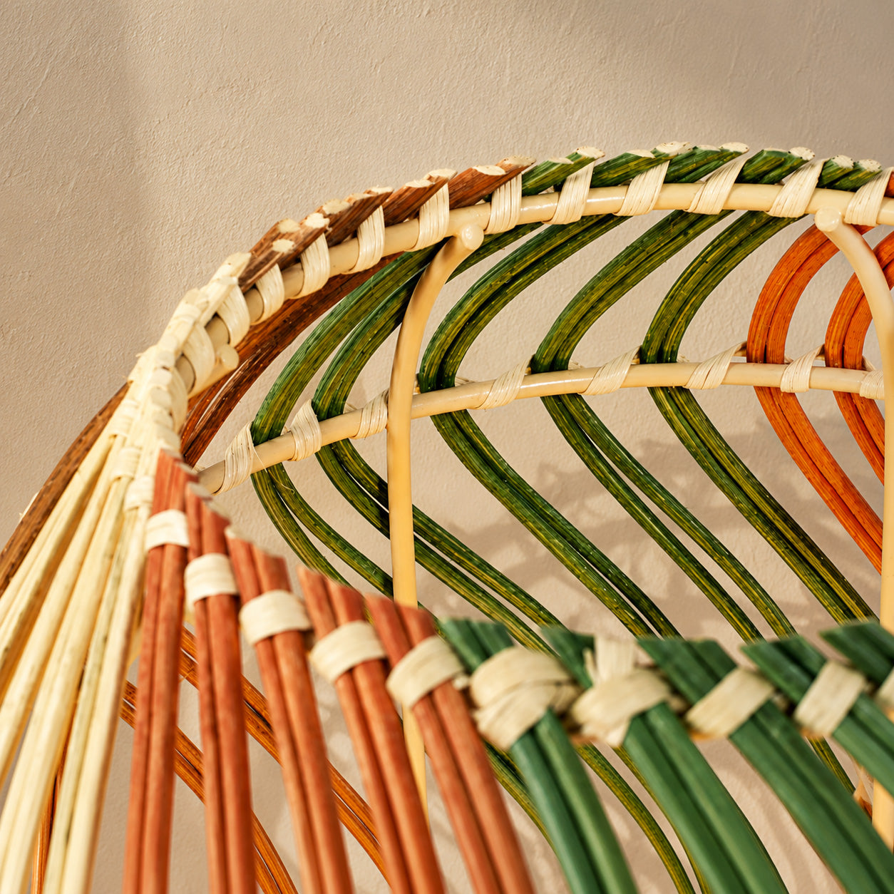 Fosco Woven Rattan Table Lamp — Multi-Colour & Black Metal, 38cm
