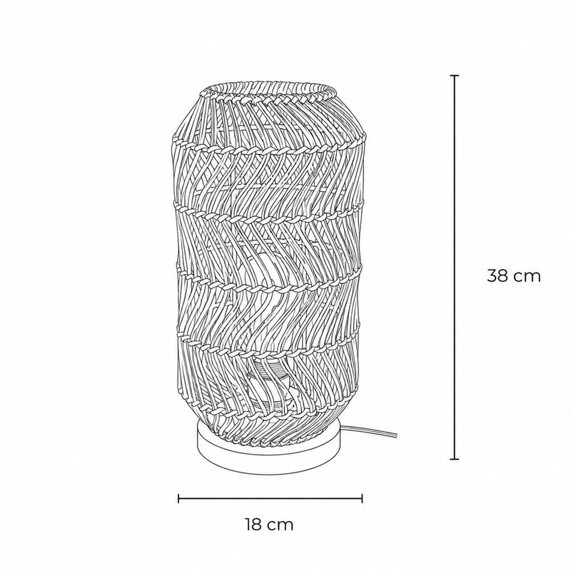 Fosco Woven Rattan Table Lamp — Multi-Colour & Black Metal, 38cm dimensions