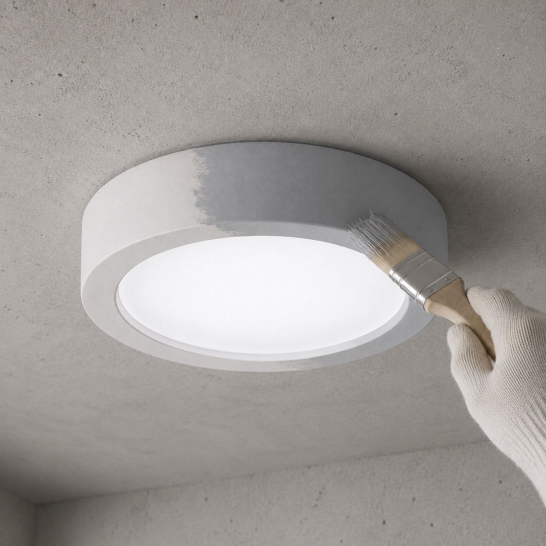 How Gabriel Ceiling Light — Paintable White Plaster, Round 30cm lights a room
