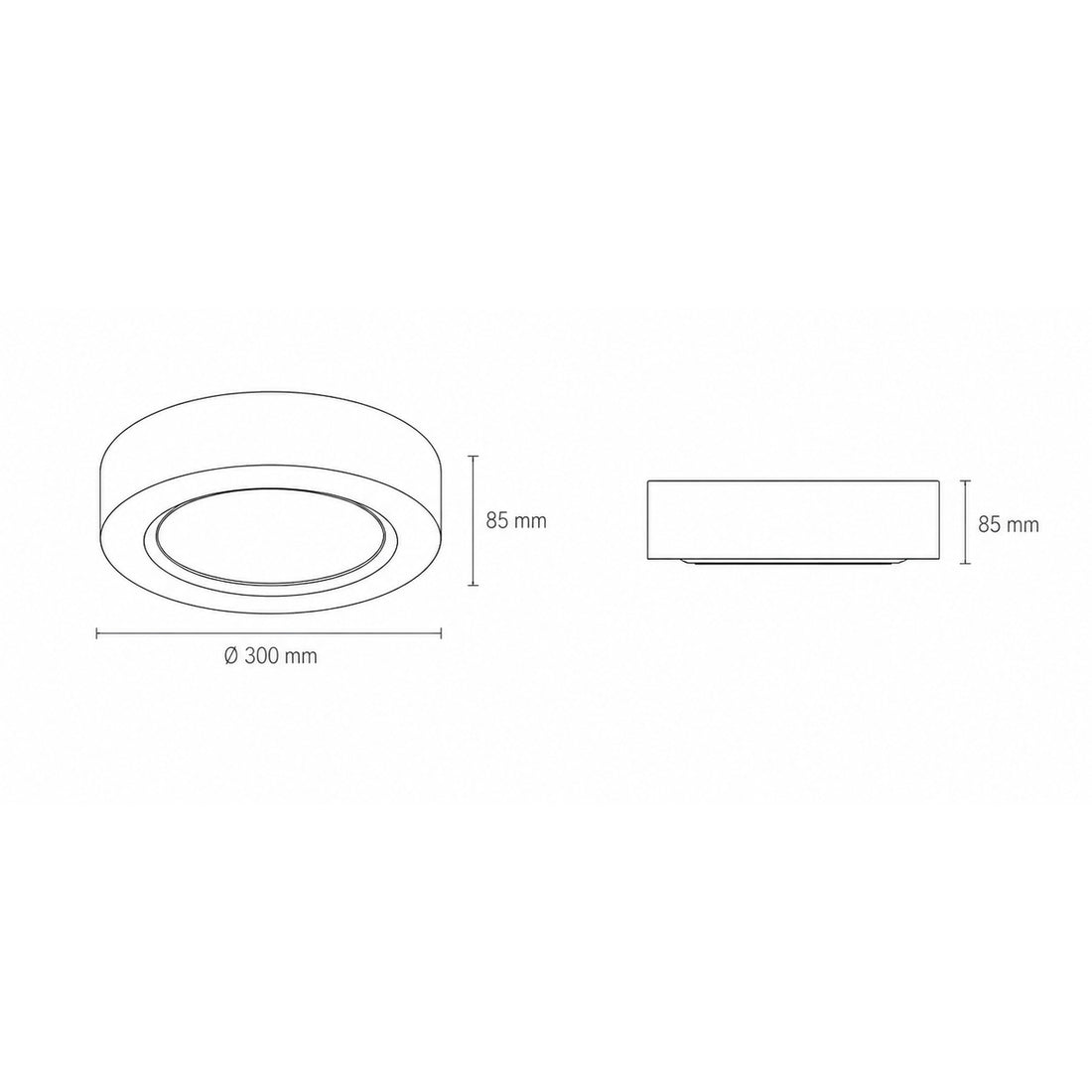 Dimensions for Gabriel Ceiling Light — Paintable White Plaster, Round 30cm