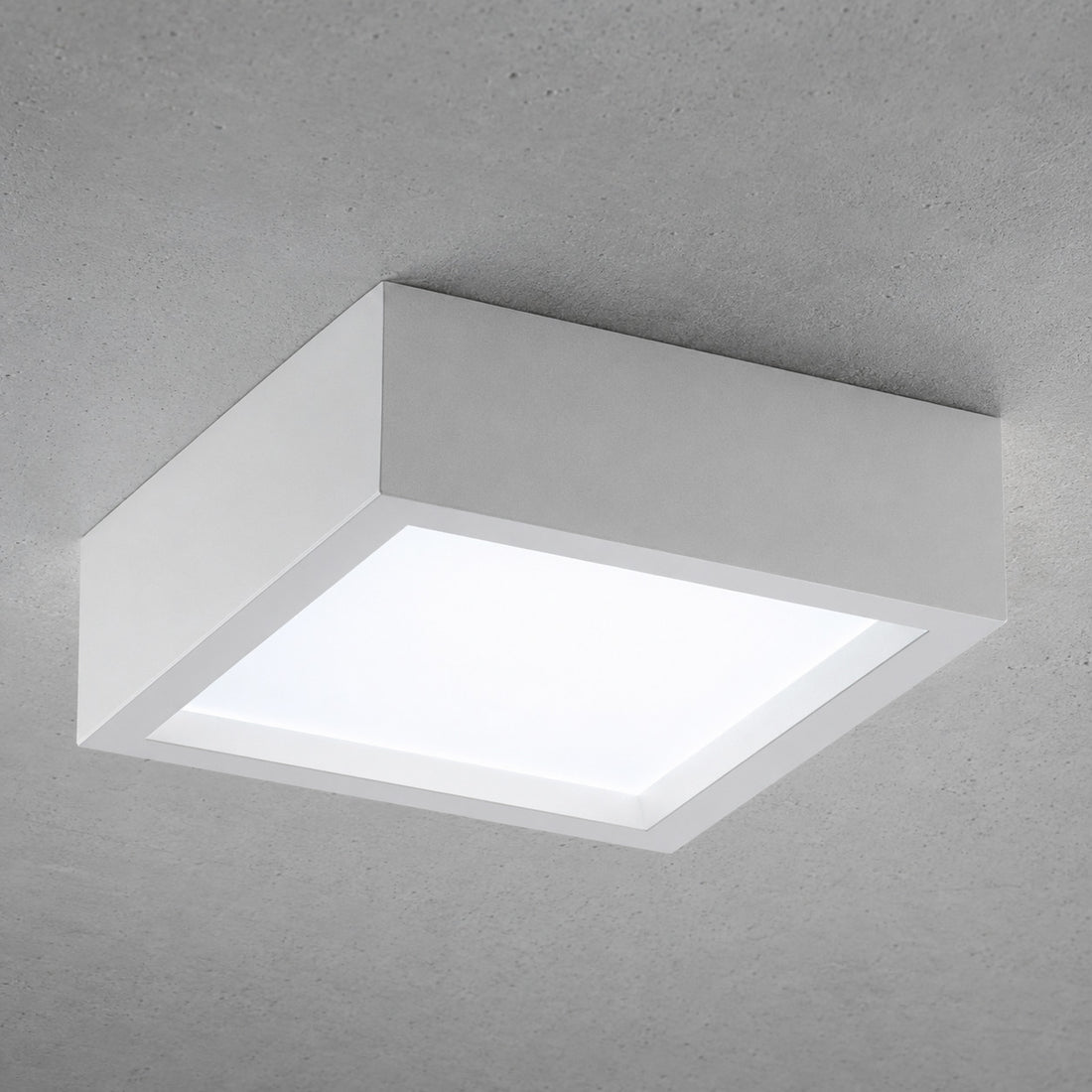 Gabriel Ceiling Light — Paintable White Plaster, Square 25cm