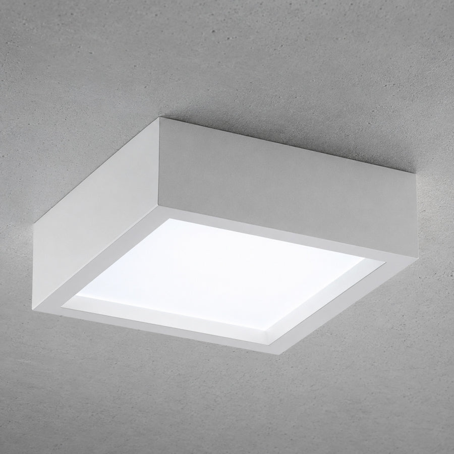 Gabriel Ceiling Light — Paintable White Plaster, Square 25cm