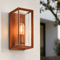 Galway Industrial Outdoor Box Wall Lantern — Glass, Rust Brown