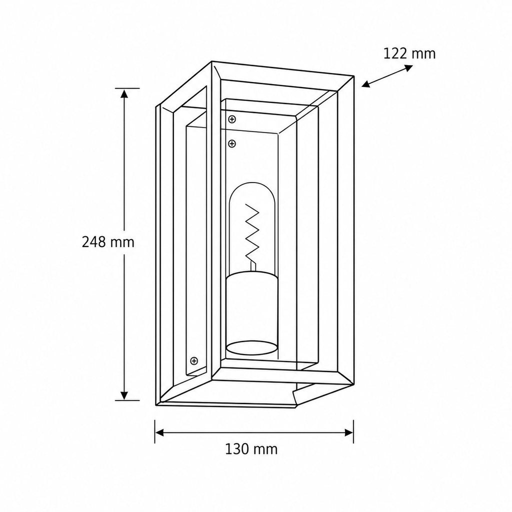 Galway Industrial Outdoor Box Wall Lantern — Glass, Rust Brown