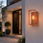 Galway Industrial Outdoor Box Wall Lantern — Glass, Rust Brown