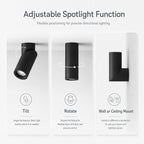 Genesis Aluminium Ceiling Spotlight — Matt Black, Adjustable
