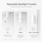 Genesis Aluminium Ceiling Spotlight — White, Adjustable