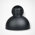 Hadsten matt black outdoor wall light, front view showing the dome shade