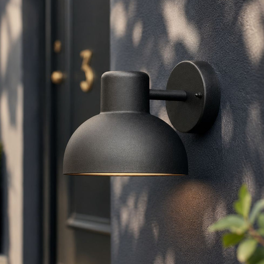 Hadsten Outdoor Wall Light — Matt Black, Down Light