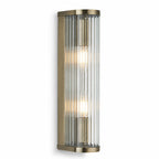 Halo 2-Light Ribbed Wall Sconce — Glass, Antique Brass