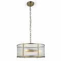 Halo 3-Light Ribbed Drum Pendant — Glass, Antique Brass