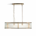 Halo 4-Light Linear Ribbed Pendant — Glass, Antique Brass