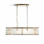 Halo 4-Light Linear Ribbed Pendant — Glass, Antique Brass