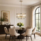 Halo 5-Light Ribbed Drum Pendant — Glass, Antique Brass