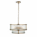 Halo 5-Light Ribbed Drum Pendant — Glass, Antique Brass