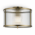 Halo Flush Ribbed Light — Glass, Antique Brass