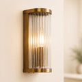 Halo Ribbed Wall Sconce — Glass, Antique Brass