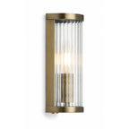 Halo Ribbed Wall Sconce — Glass, Antique Brass