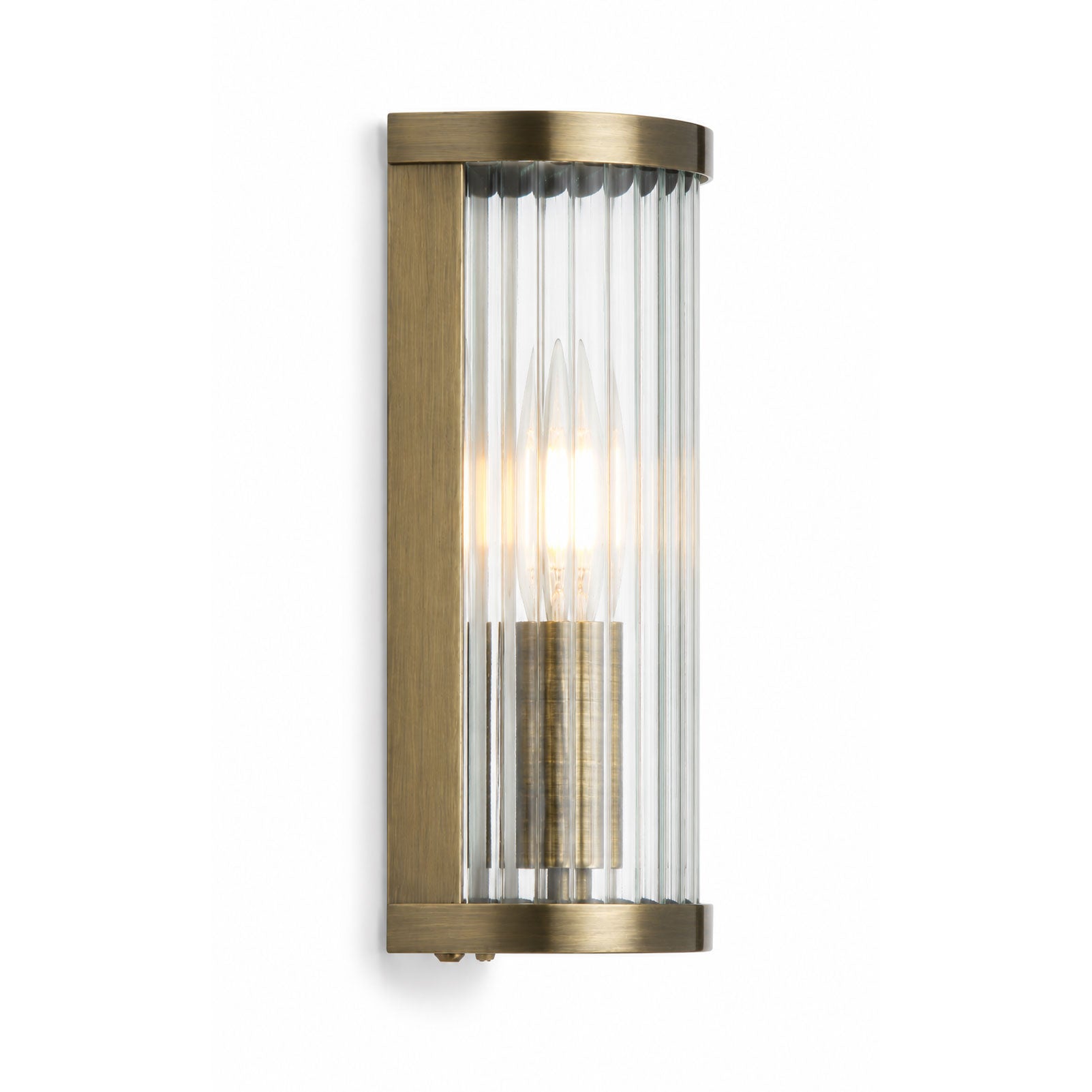 Halo Ribbed Wall Sconce — Glass, Antique Brass