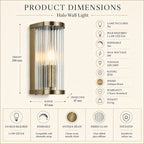 Halo Ribbed Wall Sconce — Glass, Antique Brass