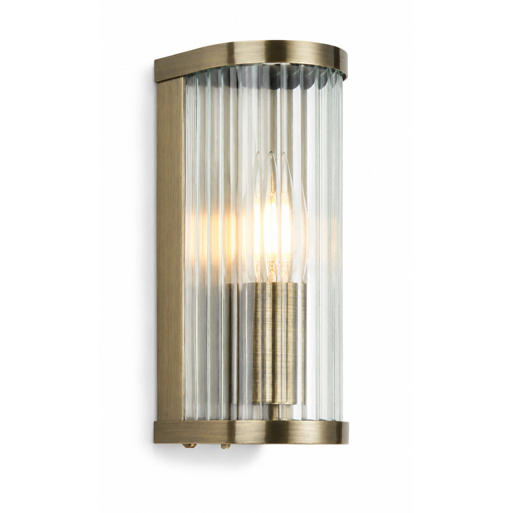 Halo Ribbed Wall Sconce — Glass, Antique Brass