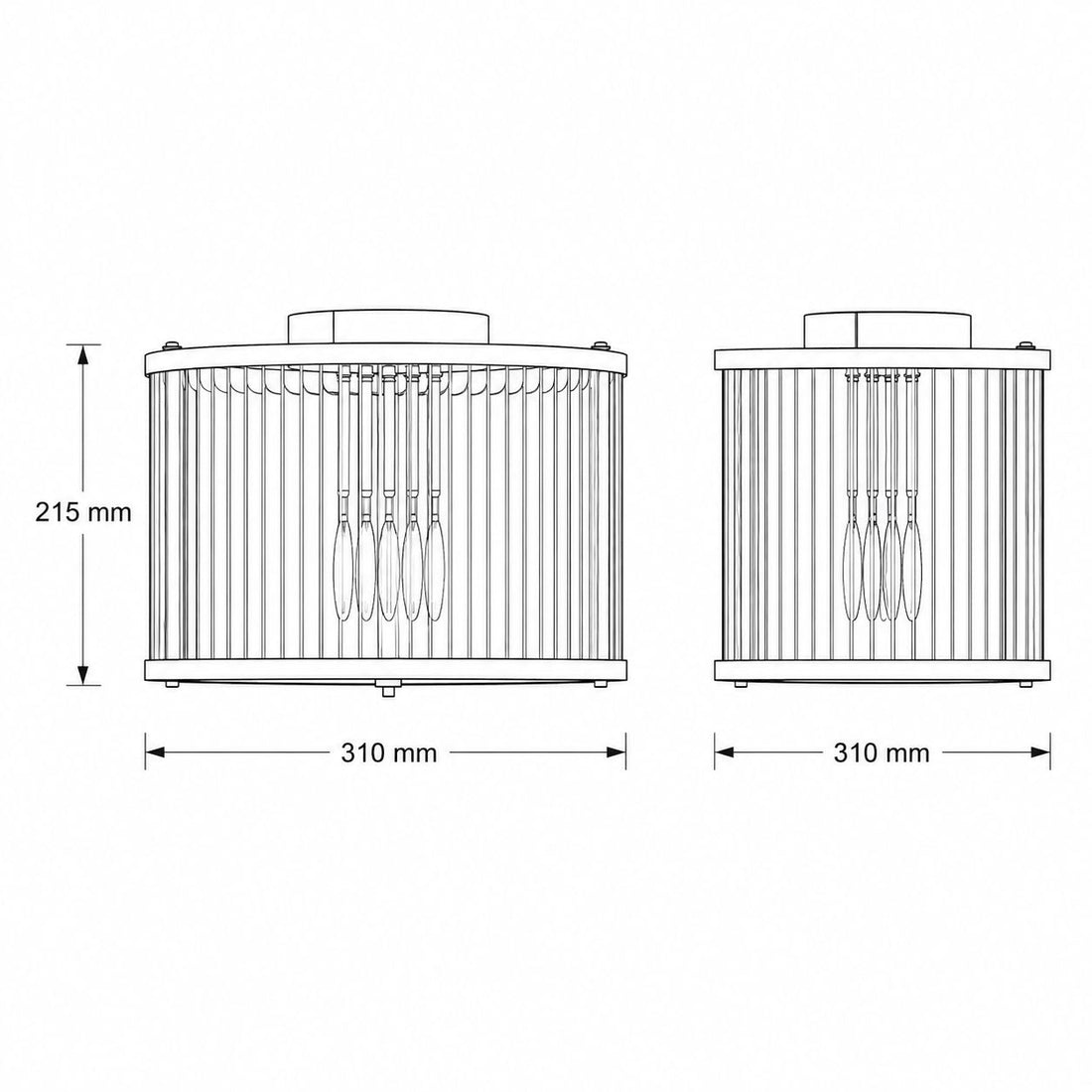Halo flush light dimensions drawing: 310mm diameter, 215mm projection