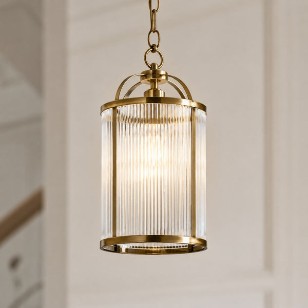 Halo Petite Pendant — Glass, Antique Brass