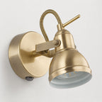 Harlow antique brass industrial wall spot light with toggle switch, on white