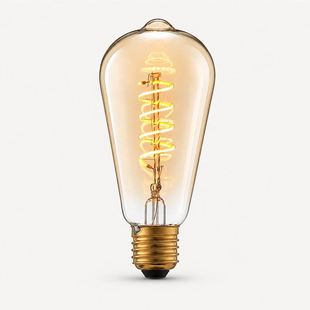 Helix Spiral Filament E27 LED Bulb — Tinted Amber, Dimmable