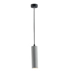 Kruk natural grey concrete pendant light with tubular design hanging from ceiling