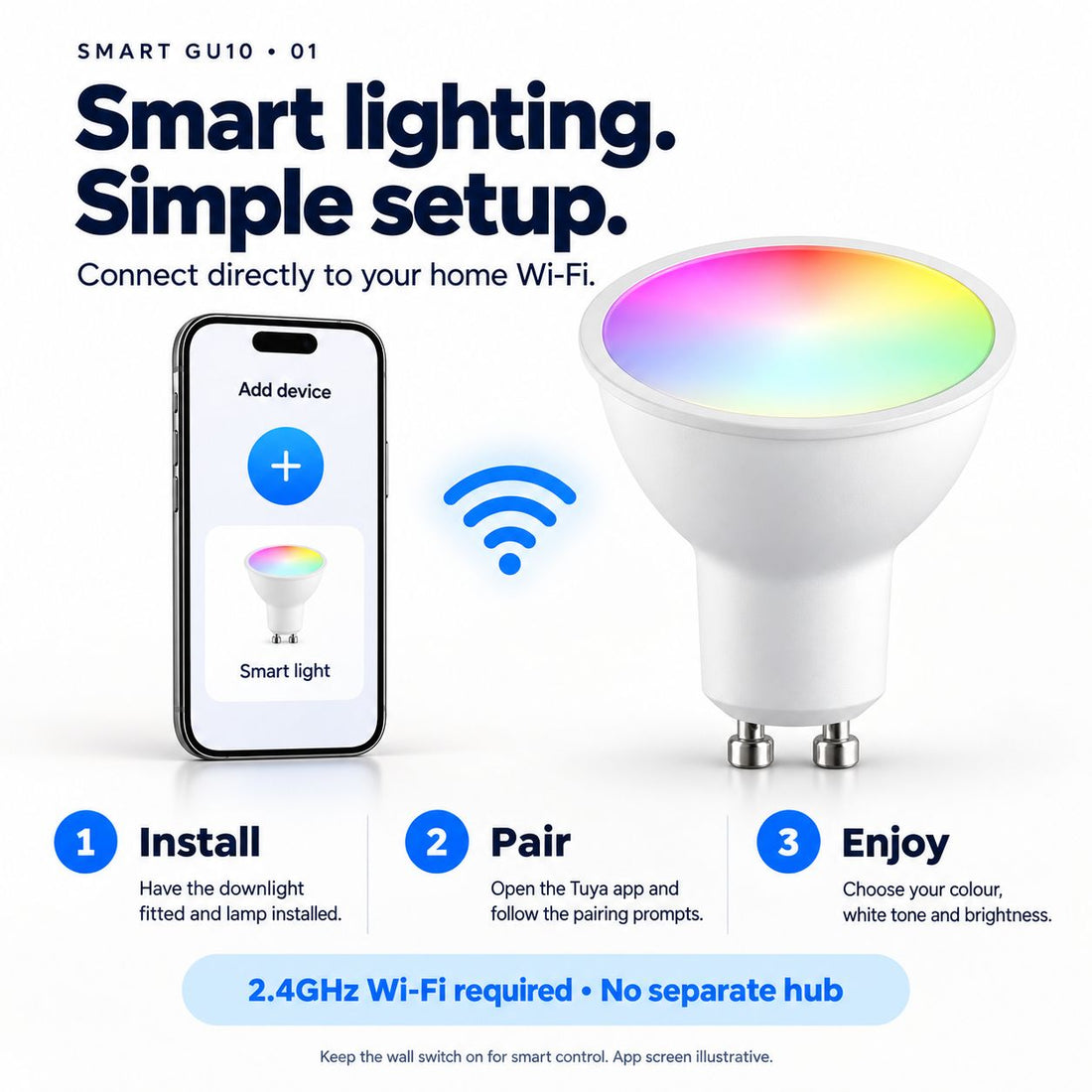 Iris Smart GU10 5W LED Bulb — RGB & Tunable White, App and Voice Control