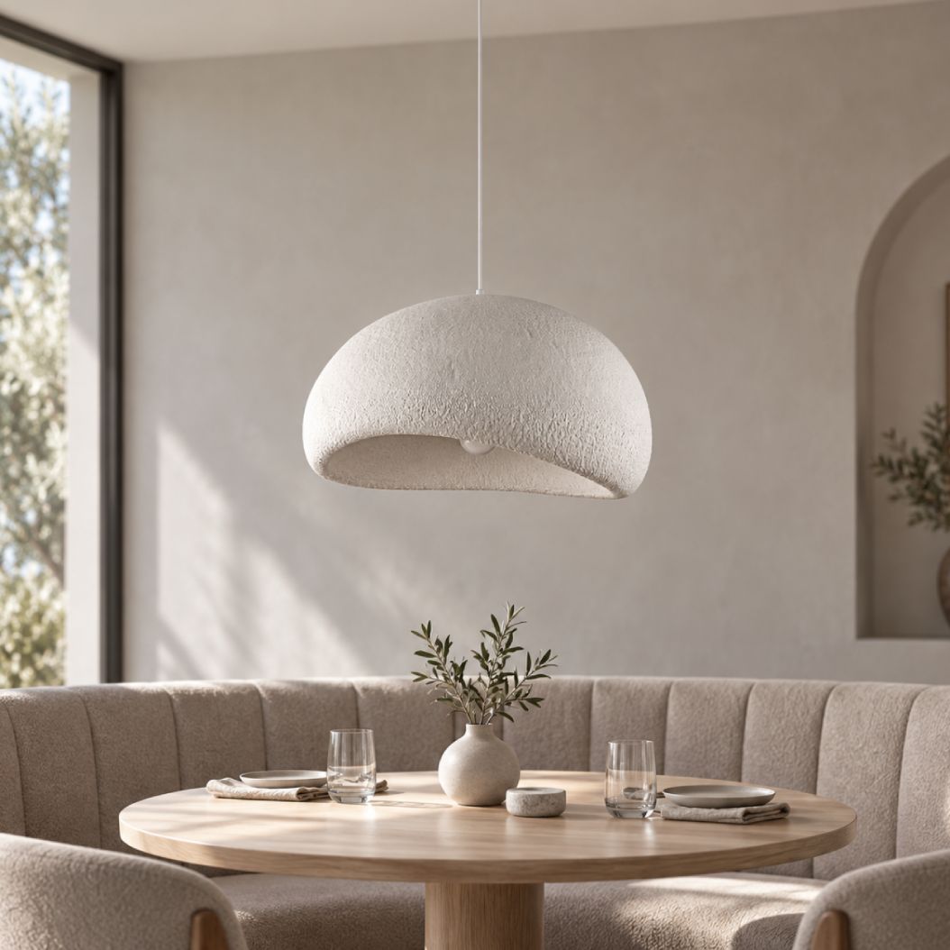 Isamu Sculptural Stone-Effect Pendant Light — White