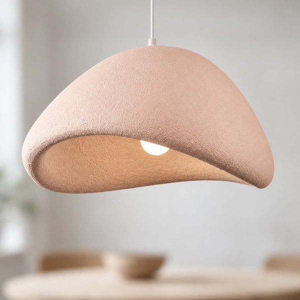 Kara Organic Stone-Effect Pendant Light — Dusty Pink