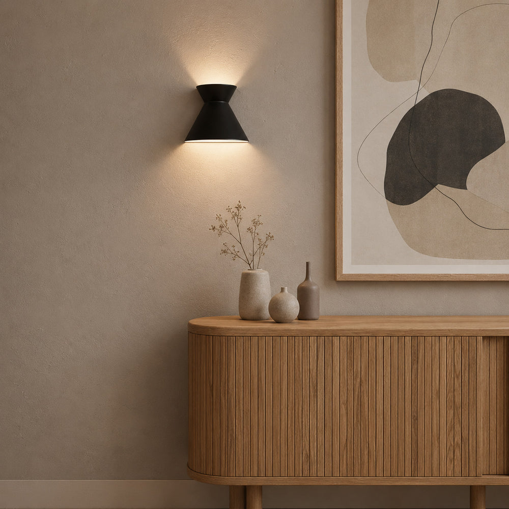 Kiro Ceramic Wall Light — Simple Black, Large in a room