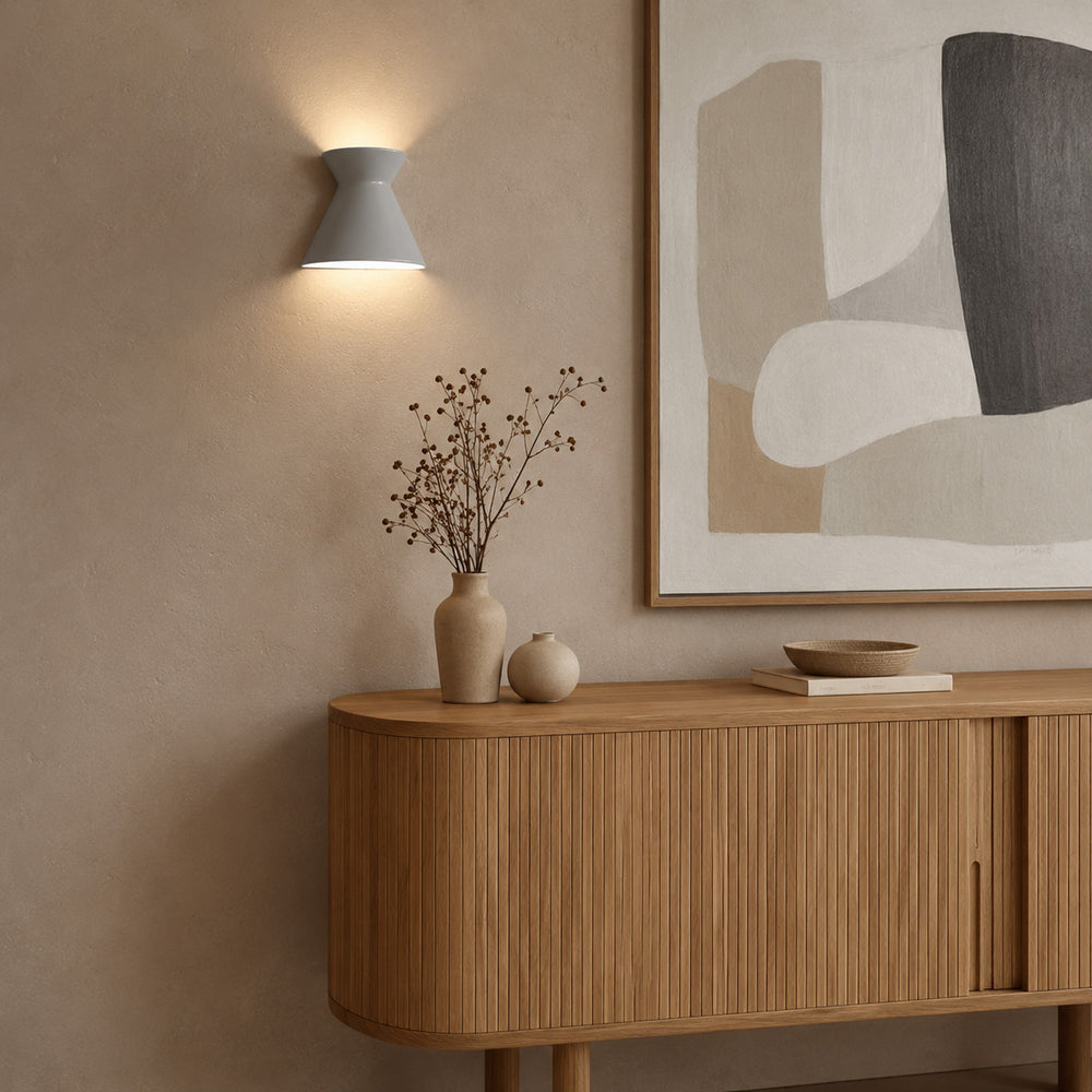 Rainstorm Grey detail on Kiro Ceramic Wall Light — Rainstorm Grey, Large