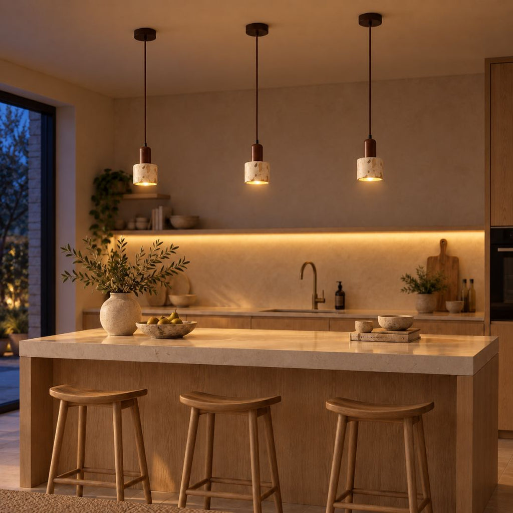 Koto Terrazzo & Wood Pendant Light — Brown