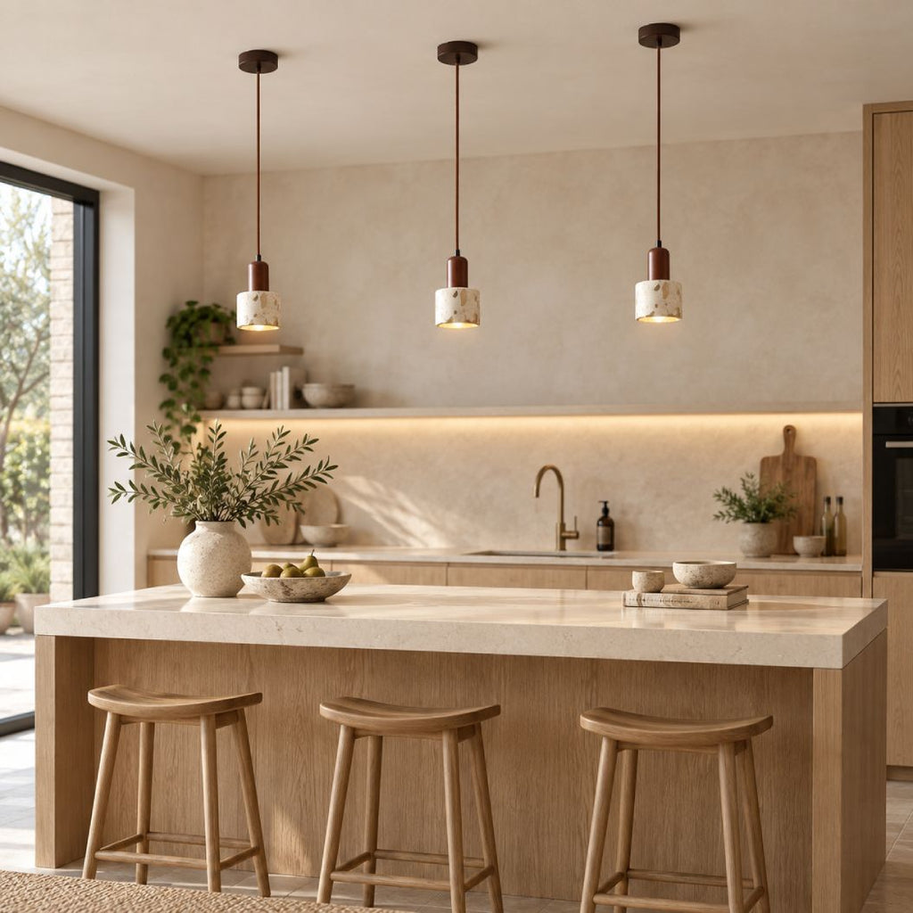 Koto Terrazzo & Wood Pendant Light — Brown