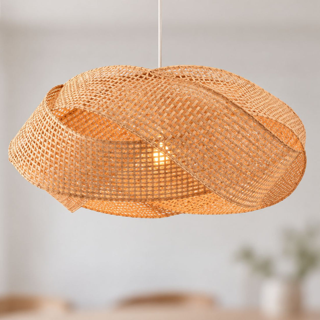 Kumi Woven Bamboo Pendant Light — Natural, 55 cm